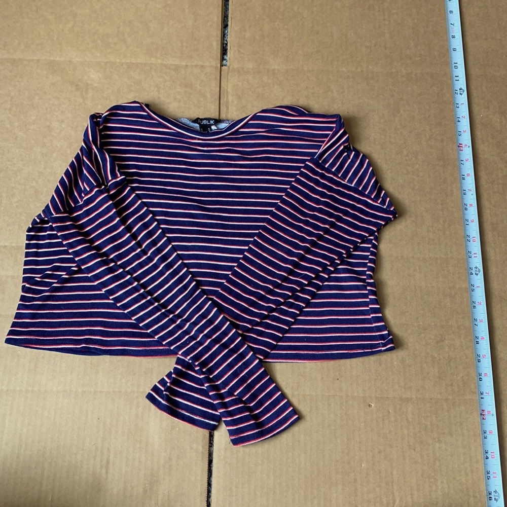 Womens Publik red white and blue striped crop top in a size: M